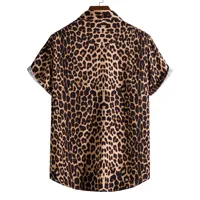 Leopard Hawaiian Sexy Floral Male Camisa Slim Fit Short Sleeve Party Beach Casual Men's Shirts For Man Clothing Social Retro 2