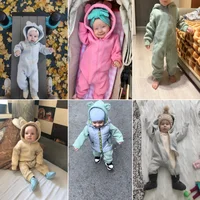 New Bodysuit For Newborn Rompers Baby Boys Girls Clothes Long Sleeve Solid Hoodies Bear Jumpsuit Costume Infant Onesies 3M-24M 2