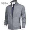 Autumn and Winter Men's Cardigan Sweater, European and American Fashionable Solid Color Large Standing Collar Knitted Jacket 5