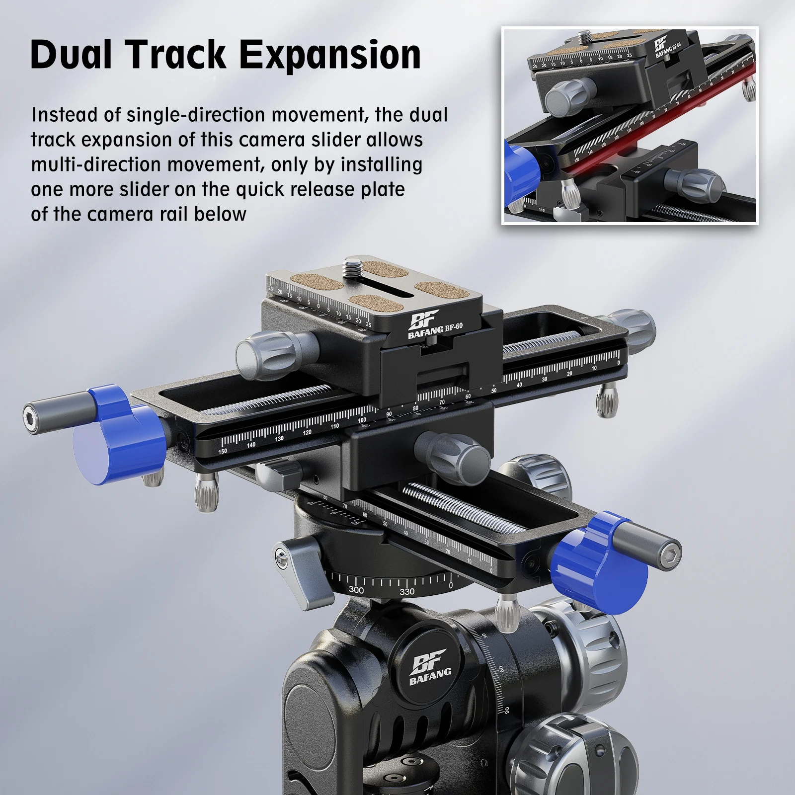 BAFANG 360&deg; Macro Pinion Guide Rail SLR Camera Slide with Quick Mounting Plate Special Photography Tripod Accessories