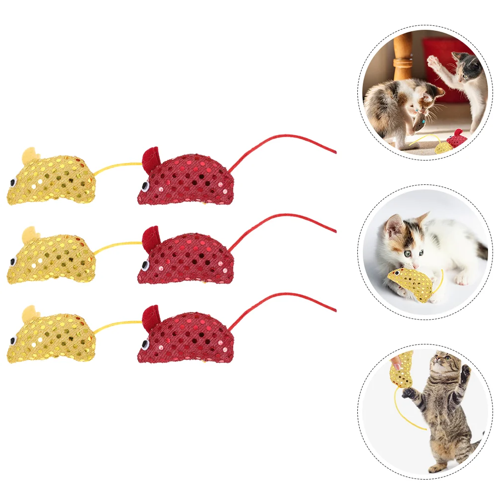 

6 Pcs Simulation Mouse and Cat Toy Plush Cute Kitten Play Football