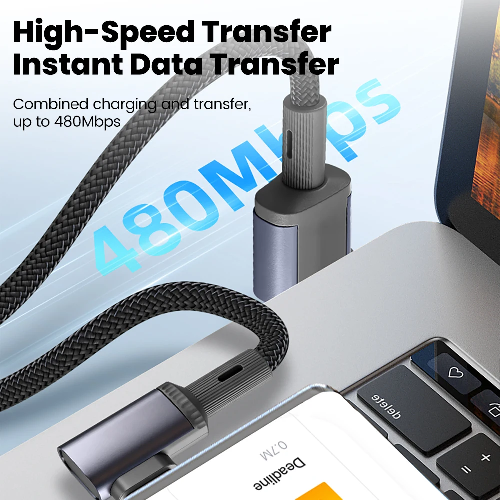 รูปสินค้า สายชาร์จ USB-C ยืดหยุ่น ชาร์จเร็ว 66W สำหรับ iPhone & Huawei