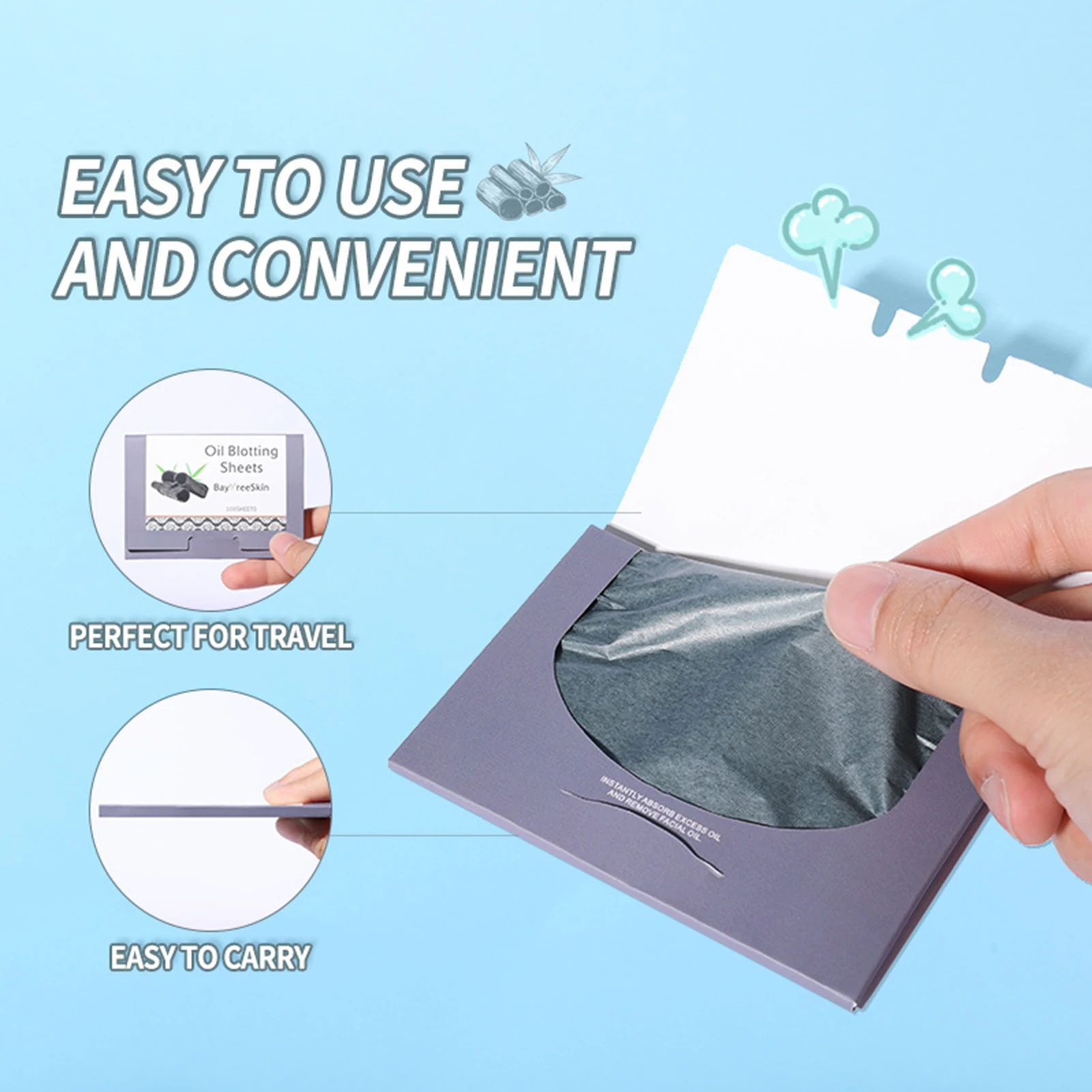 Oil Blotting Sheets Bamboo Charcoal Blotting Papers 100 Oil Control Film Papers For Face Oily Skin Care Supplies Easy To Grab