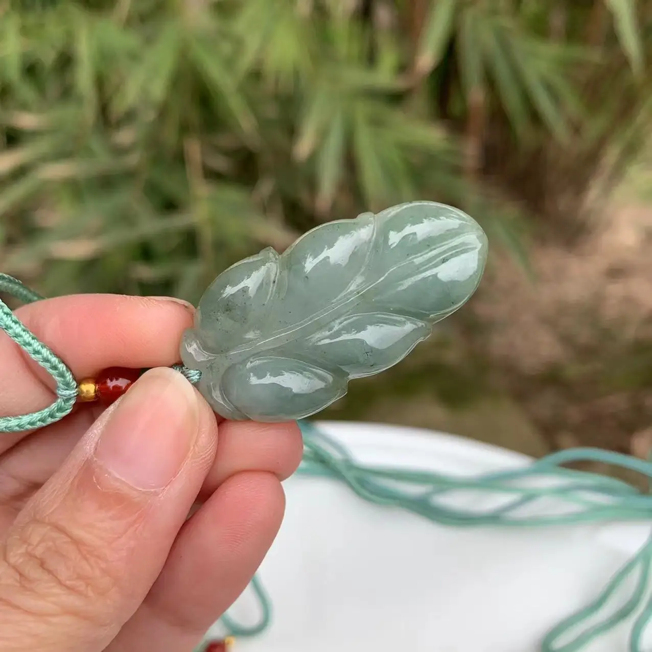 Natural Myanmar JADE Jadeite Leaf Pendant Necklace Gift Women Jewellery Fashion Accessories  Luck Amulet