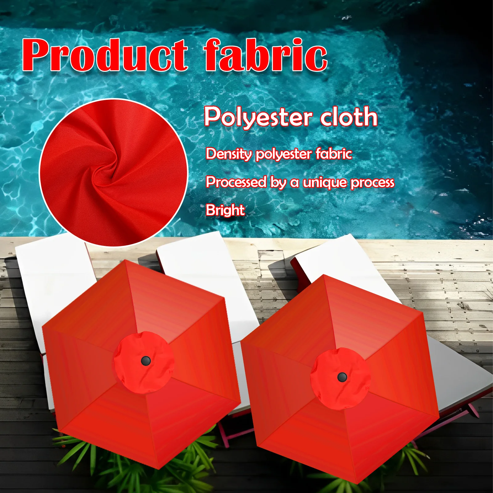 Umbrella Replacement Canopy 6.4 ft Waterproof Parasol Replacement Cloth Outdoor Patio Sunshade Accessories for 6 Ribs Parasol