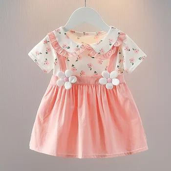 Summer Baby Girl Dress Doll Collar Princess Costume Wedding Birthday Party Outfit Toddler Girl Clothing Children Lovely A1087 1