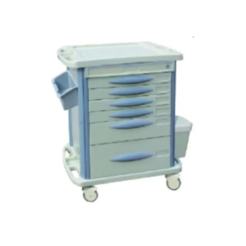 

Hospital Furniture Cart ABS Material Medicine Trolley with Drawers and Wheels