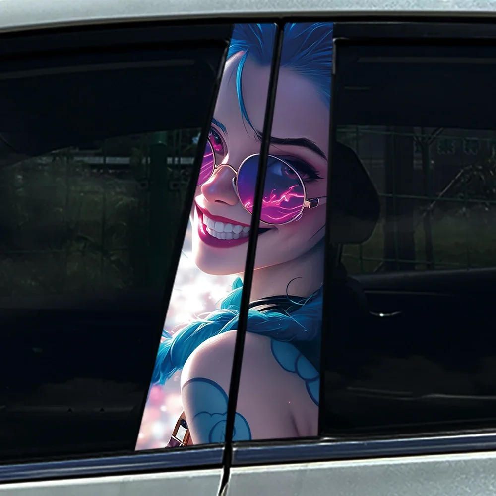 Anime JINX Girl Car Pillar Decorative Protective Sticker Film