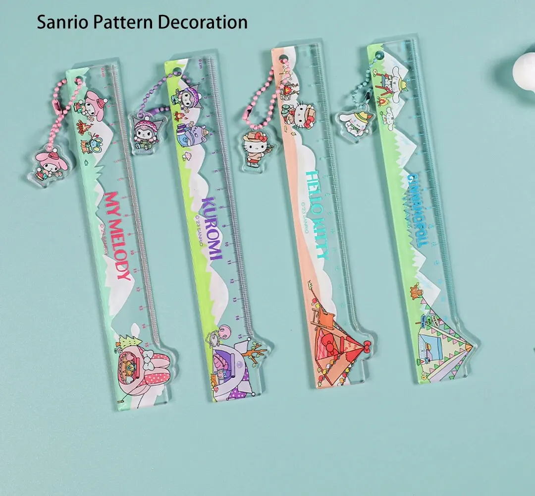 Acrylic ruler 1pc Sanrio Acrylic Ruler Kuromi Mymelody Cinnamoroll Hellokitty Cute Cartoons Ruler Drafting Tool School Supplies Stationery
