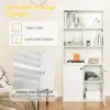 3-Tier Bookcase with Doors, 61" Tall Bookshelf with 4 Open Cubes & Adjustable Shelf, Modern Wood Display Cabinet, 4