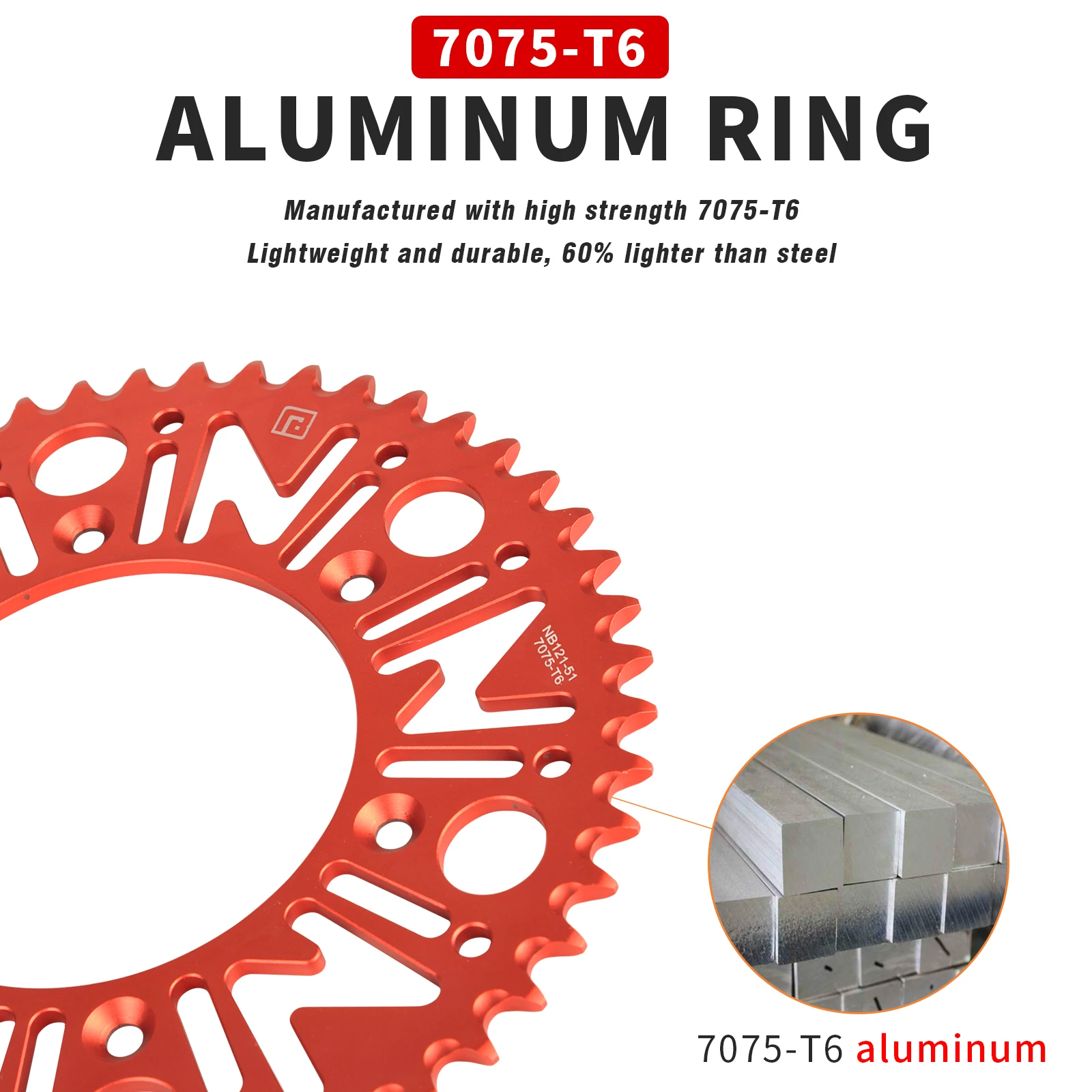 NIBBI Aluminium 49T 50T 51T Motorrad-Hinterkettenrad für KTM EXC SX MXC Honda CRF 450 XR 400cc Yamaha Dirt Bike – Detail 8
