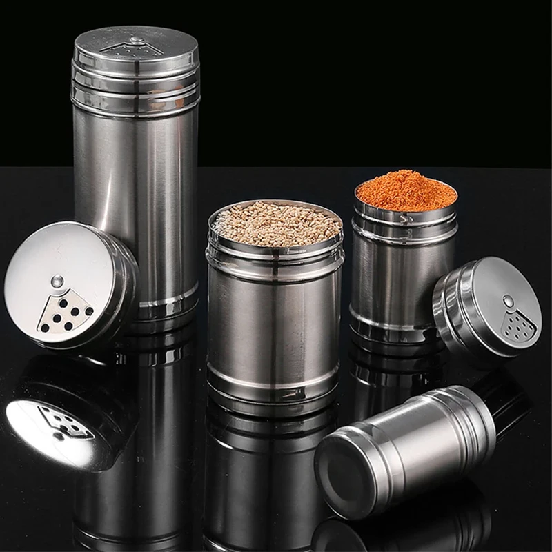 Salt Sugar Bottle Rotating Cover Multi-purpose Stainless Steel Spice Shaker Jar Seasoning Can