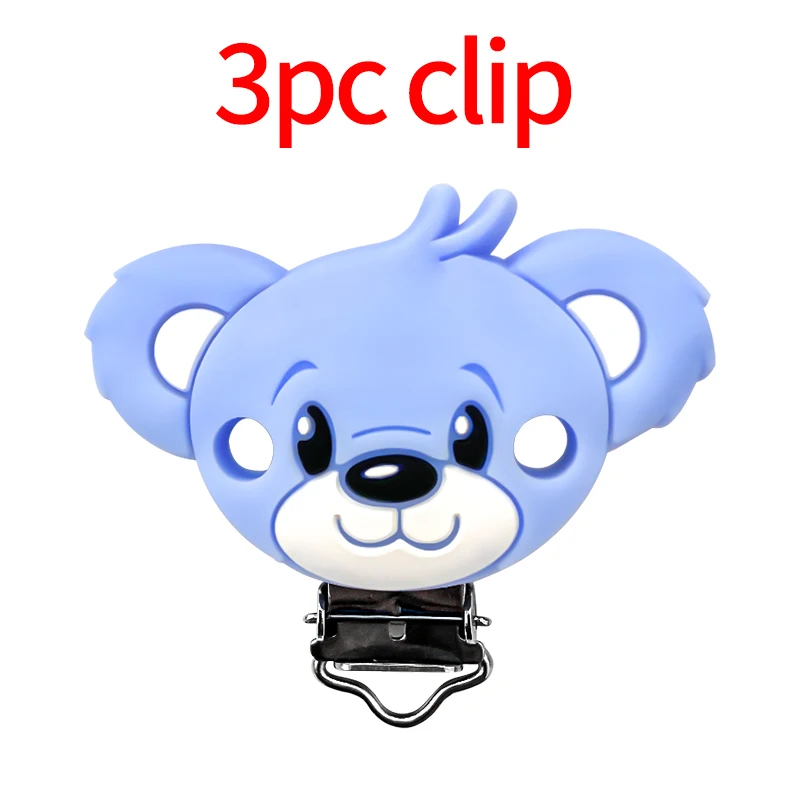 Silicone Clips 3pcs Elephant Bear Fox Unicorn Lion Shape DIY Pacifier Chain Animal Nipple Holder