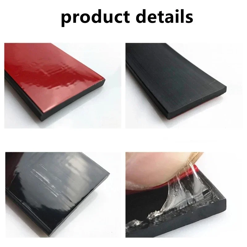 50cm Black Silicone Rubber Strip Self Adhesive Sealing Strip Anti-skid High Temperature Resistant Durable Thicknes 3/5mm
