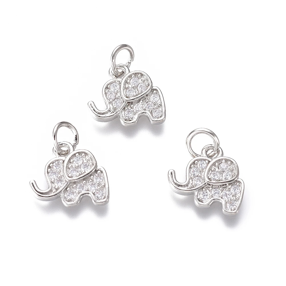 Pandahall 20pcs Mixed Color Elephant Brass Micro Pave CZ Cubic Zirconia Pendants Charms With Jump Rings For Jewelry Making Gift 2