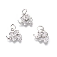 Pandahall 20pcs Mixed Color Elephant Brass Micro Pave CZ Cubic Zirconia Pendants Charms With Jump Rings For Jewelry Making Gift 2