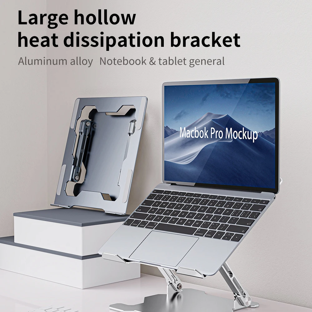 조절 가능한 노트북 스탠드, 인체공학적 휴대용 컴퓨터 스탠드(냉각 통풍구 포함), 노트북을 높여주며 모든 모델에 적합합니다.