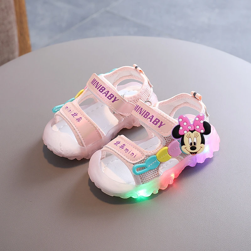 Disney sandalias de Minnie para bebé, zapatos de playa para niño y niña, zapatillas de Mickey mouse para niño pequeño|Sandalias| AliExpress