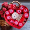 For Mom Roses Flower Gift Box With Cute Teddy Bear Rose Gift Box For Valentines Day Birthday Artificial Flowers Home Decoration 2