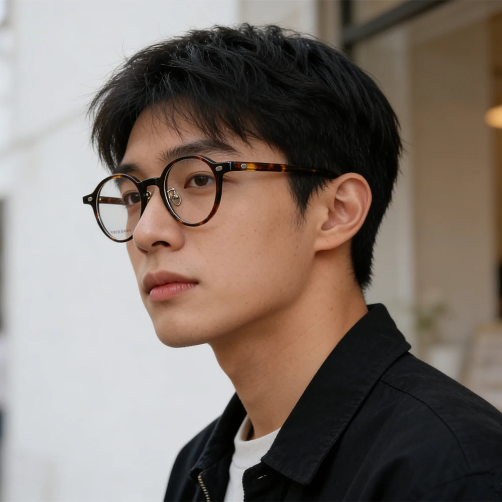 클래식 라운드 아세테이트 안경 프레임 남성 여성 패션 빈티지 브랜드 디자인 H005 초경량 안경 빈티지 스타일 안경 Gafa