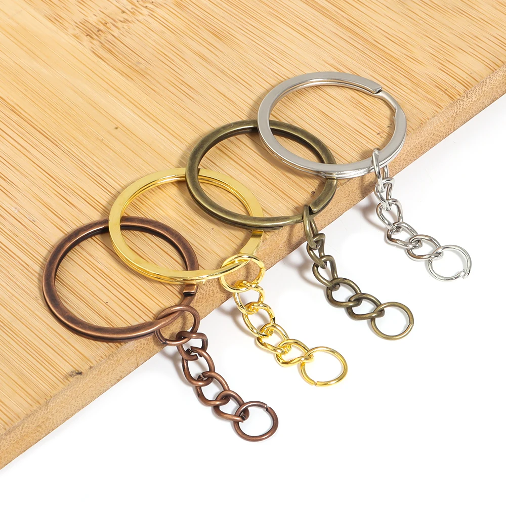 20pcs Gold Color Key Chain Key Ring Bronze Rhodium 28mm Long