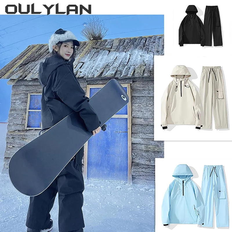 

Oulylan Men's Ski Jacket Pants Set Women's Ski Suit Winter SnowSuit Waterproof Snowboarding Windproof Keep Warm Clothing