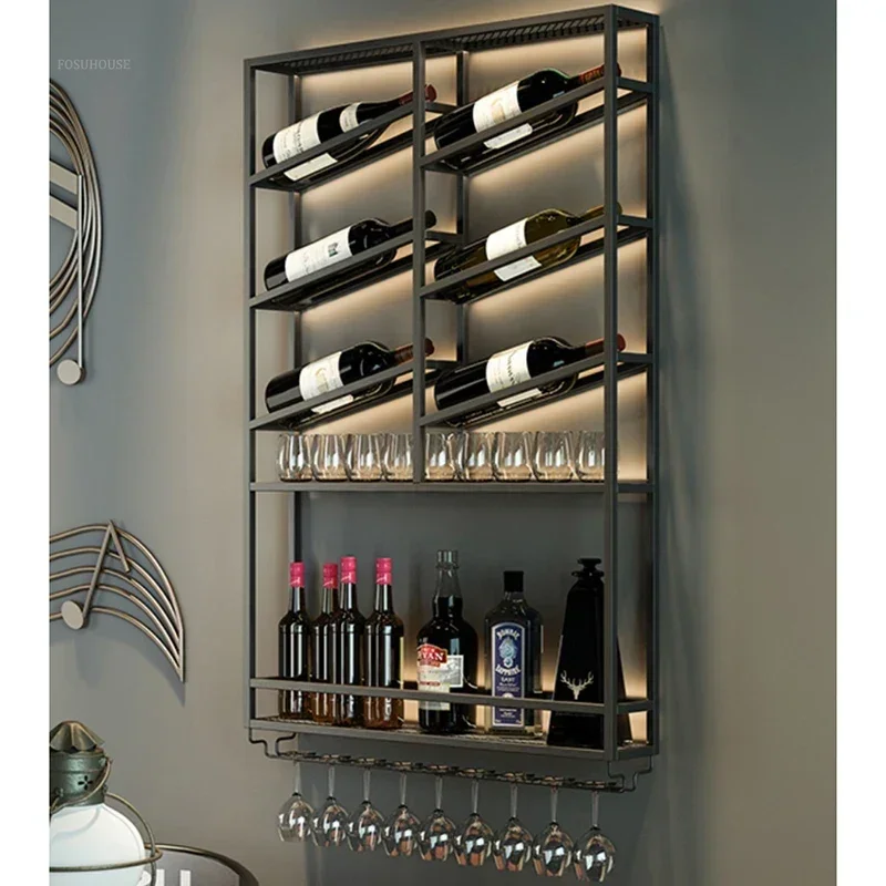 Wall-mounted Storage Showcase for Living Room Simple Metal Household Bar Cabinet for Hotel Nordic Independent Display Wine Rack