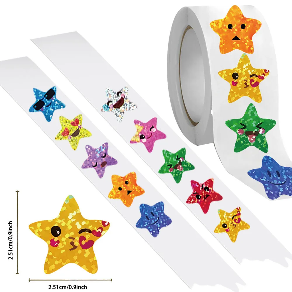500개/롤 귀여운 별 모양 롤 스티커 DIY 장 저널, 휴대폰, 태블릿, 선물용 종이 스티커 팝 스토어