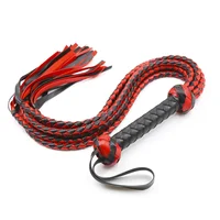 Black&Red Braided Handle Tails Handle Leather Flogger Handmade Horse Whip Horse Racing Flogger new 1