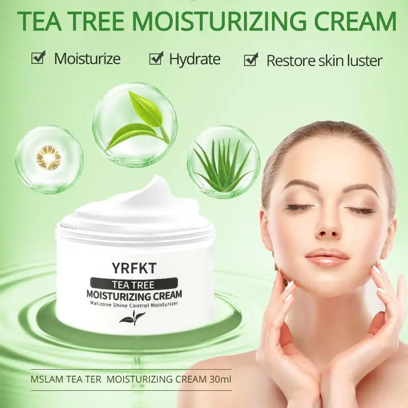 Tea Tree Moisturizing Serum Cream Anti-Acne Shrink Pores Face Cream Oil Control Hydrate Smooth Repair Skin Care