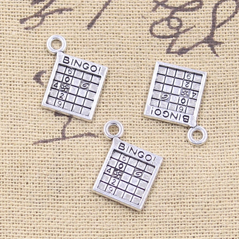 30 Stück Charms Spiel Puzzle Spielen Bingo 13x12mm Antik Silber Farbe Anhänger DIY Handwerk Machen Erkenntnisse handgemachte tibetischen Schmuck