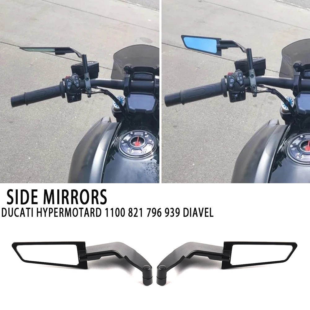 Espejo retrovisor Universal para motocicleta, accesorio para Ducati HYPERMOTARD 1100, 821, 796, Diavel, ala de viento, lateral, marcha atrás