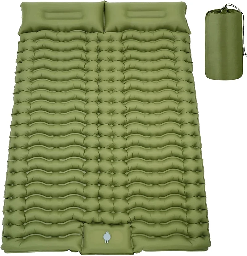 Double Sleeping Pad para Camping auto inflável Mat dormir colchão com