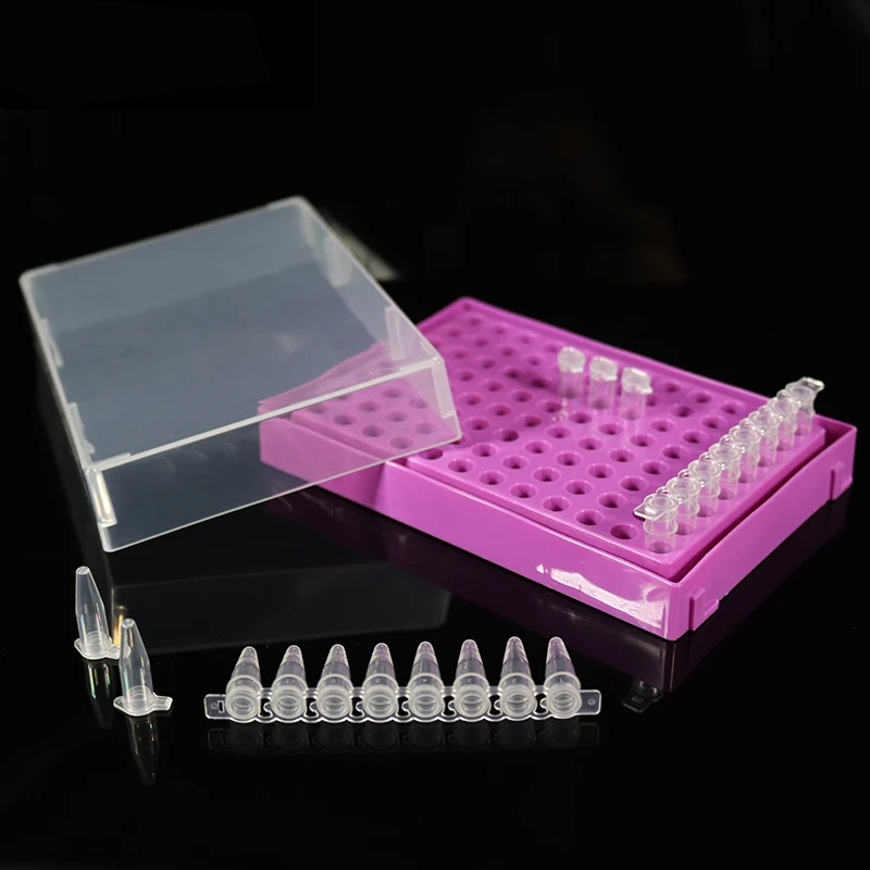 96-Holes PCR Tube Rack 0.2ml Centrifuge Tube Box With Transparent Lid , 3pcs