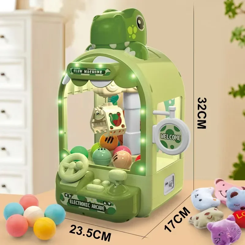 Dinosaur Claw Machine Toys Electronic Arcade Game Adjustable Catch Doll Machine Music Mini Vending Birthday Gifts for Kids