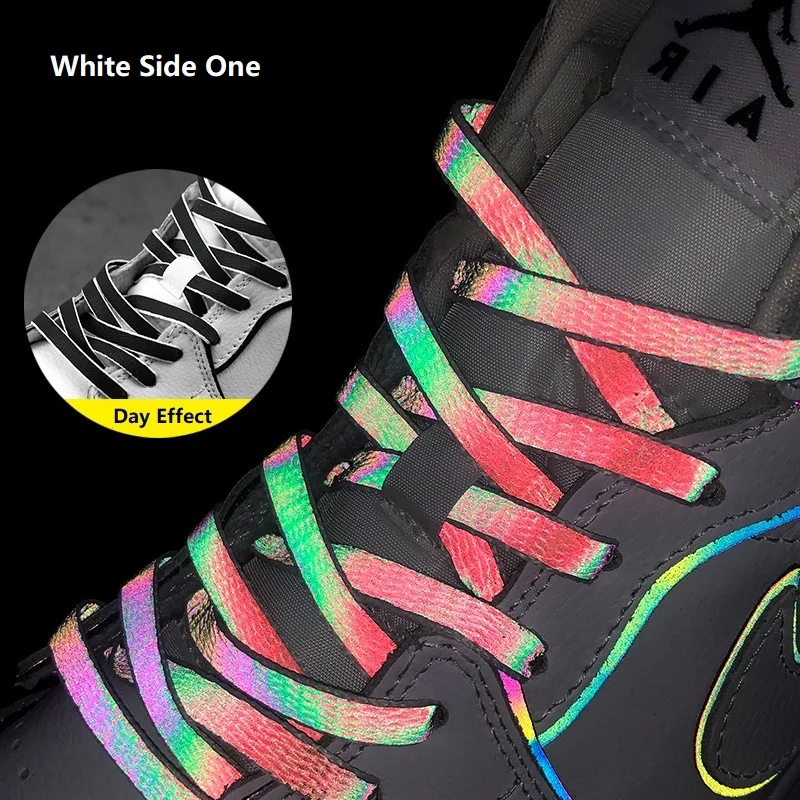 120/140/160cm Holographic Colorful Reflective Shoelace Safety Rope Glowing In Dark Shoe Laces Warning Tape