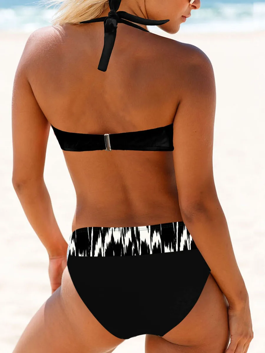 2024 Halter String Bikini Women Swimwear Print Sexy Swimsuit Female Beachwear Bathers Bathing Swimming Swim Suit
