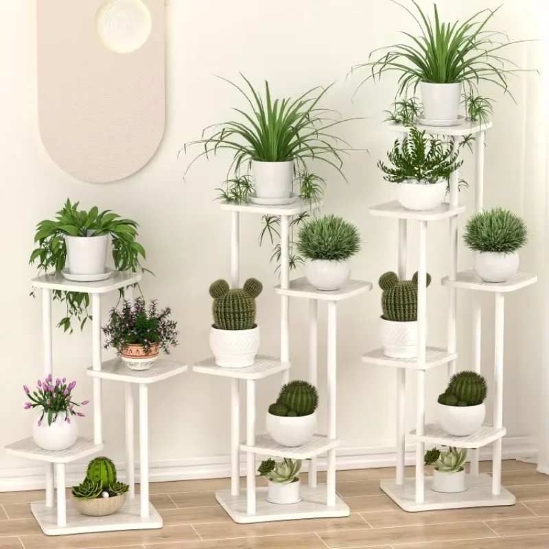 Modern Wooden Multi-Tier Plant Shelf Balcony Flower Stand Living Room Green Plants Flower Pots Storage stand