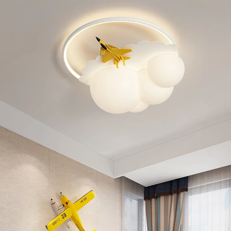 LED Plafoniera A Forma Di Aeroplano LED Dimmerabile Lampada Per Camera Dei Bambini Lampada da soffitto in acrilico Camera Dei Ragazzi Camera Da Letto Soggiorno Lampadario Per Interni Blu,76cm