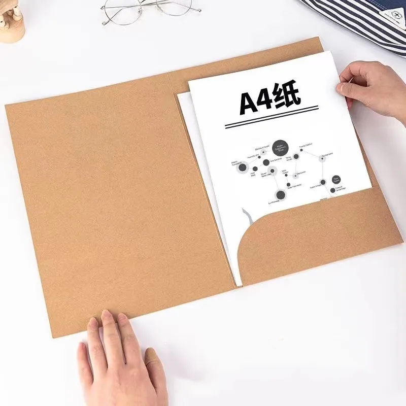 10pcs A4 File Folder for Documents Sheet Music Lecture Office Project Report Cover Kraft Paper Single Pocket Presentation Folder