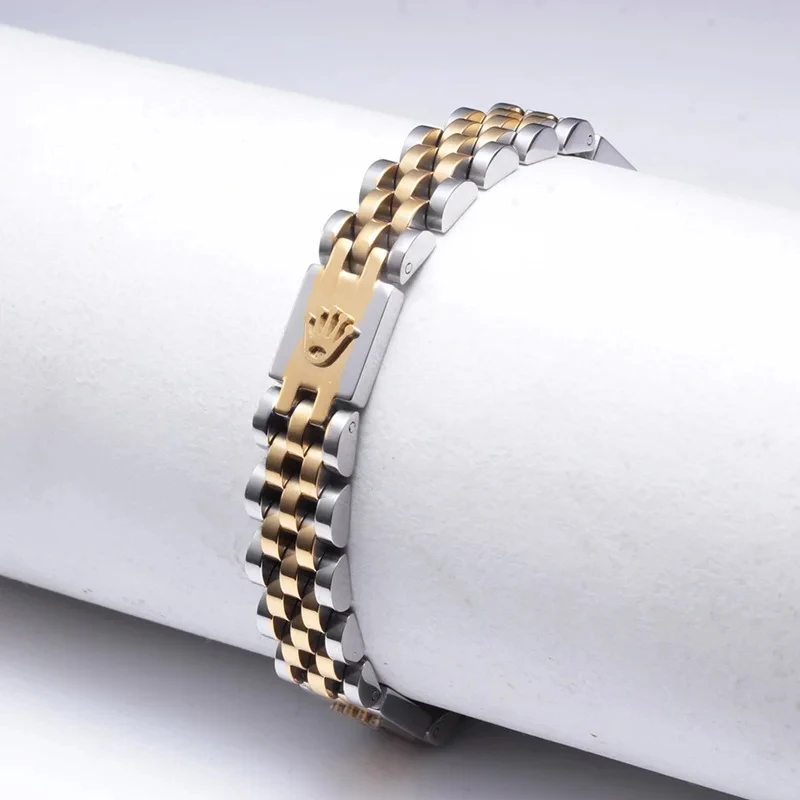 Luxury Design Crown Chain Bracelet For Women Fashion Gold Color Stainless Steel Bangles Bridal Jewelry Accessories Free shipping