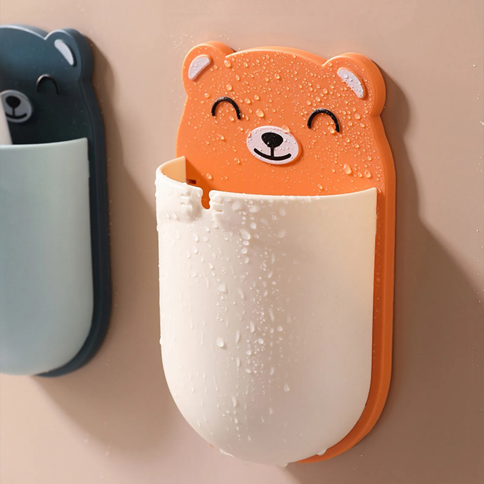 Punch-Free-Bear-Cartoon-Toothbrush-Holder-Wall-Mounted-Toothbrush-Drain ...