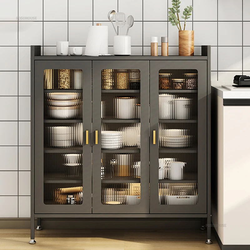 Modern Metal Kitchen Cabinet Household Dust-proof Kitchen Cabinets with Door Multi-functional Small Appliance Storage Cabinet 2