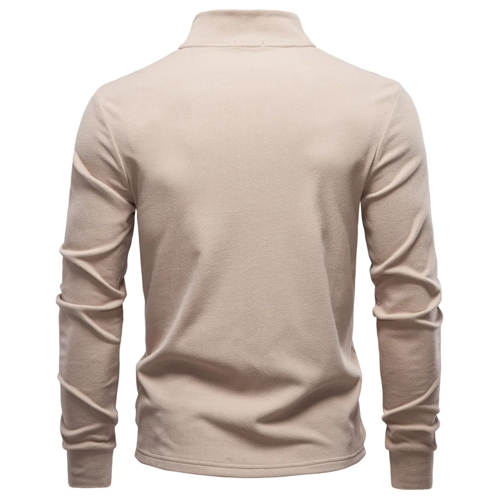 2025 New Men Stand-Up Collar Half-Zip Soft Shell Sweatshirt Long Sleeve Breathable Warm Pullover Casual Streetwear Jacket