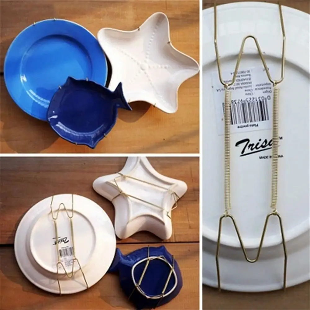 Wall Mounted Organizer Wall Display Plates Hanger W Type Dish Spring Holder