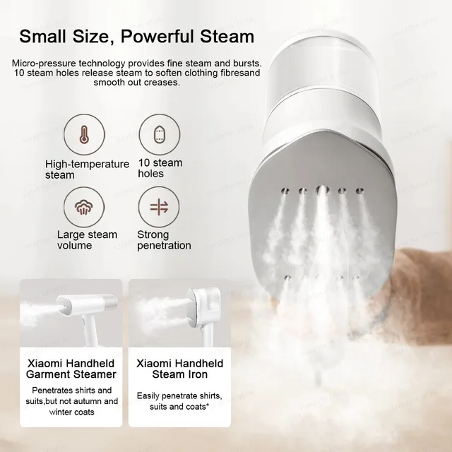 Ferro da stiro a vapore portatile XIAOMI MIJIA, vaporizzatori per indumenti potenziati da 30 kPa, serbatoio da 150 ml, riscaldamento degli 30 secondi, disinfetta 99,99%, versione CN con adattamento 5