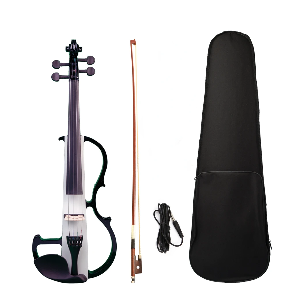 4/4 Electric Violin Fiddle Student Solid Violin Starter Kit with Case + Bow + Audio Cable + Strings Silent Beginner SET violin accessories