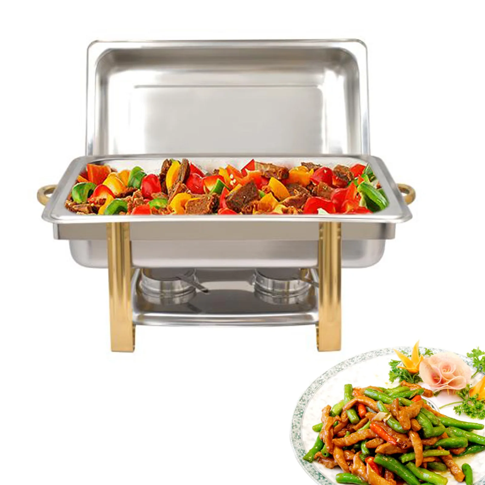 9L Stainless Steel Baking Chafing Dish Sets Buffet Tray Food Heater Container With Lid