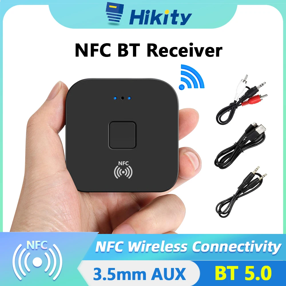 Hikity 10M Ricevitore Bluetooth 5.0 3.5Mm Jack Aux Adattatore Wireless Musica Nfc Bluetooth 5.0 Ricevitore Audio Per Tv Car 2Rca
