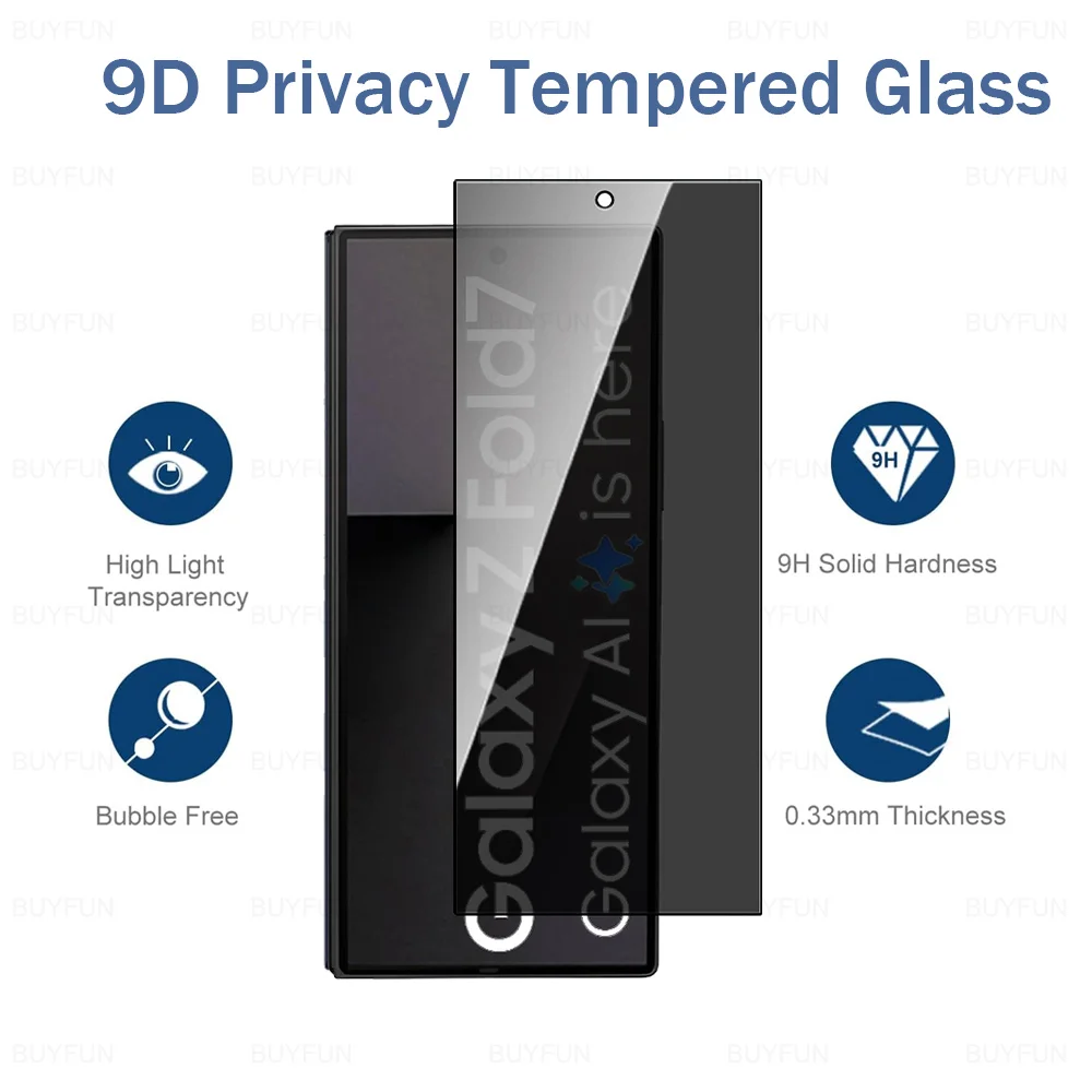 Anti-Spy Privacy Screen Protector for Foldable Phones - Tempered Glass, 4-in-1 Pack